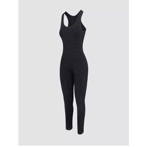 Savage X Fenty Womens Medium Black Ribbed Racerback Activewear Jumpsuit
